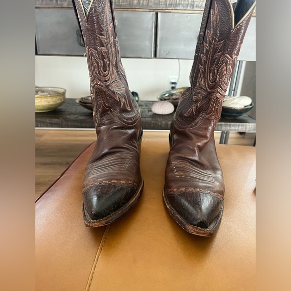Lucchese woman’s boots sz 9b excellent condition brown leather and dark brown - Picture 4 of 7